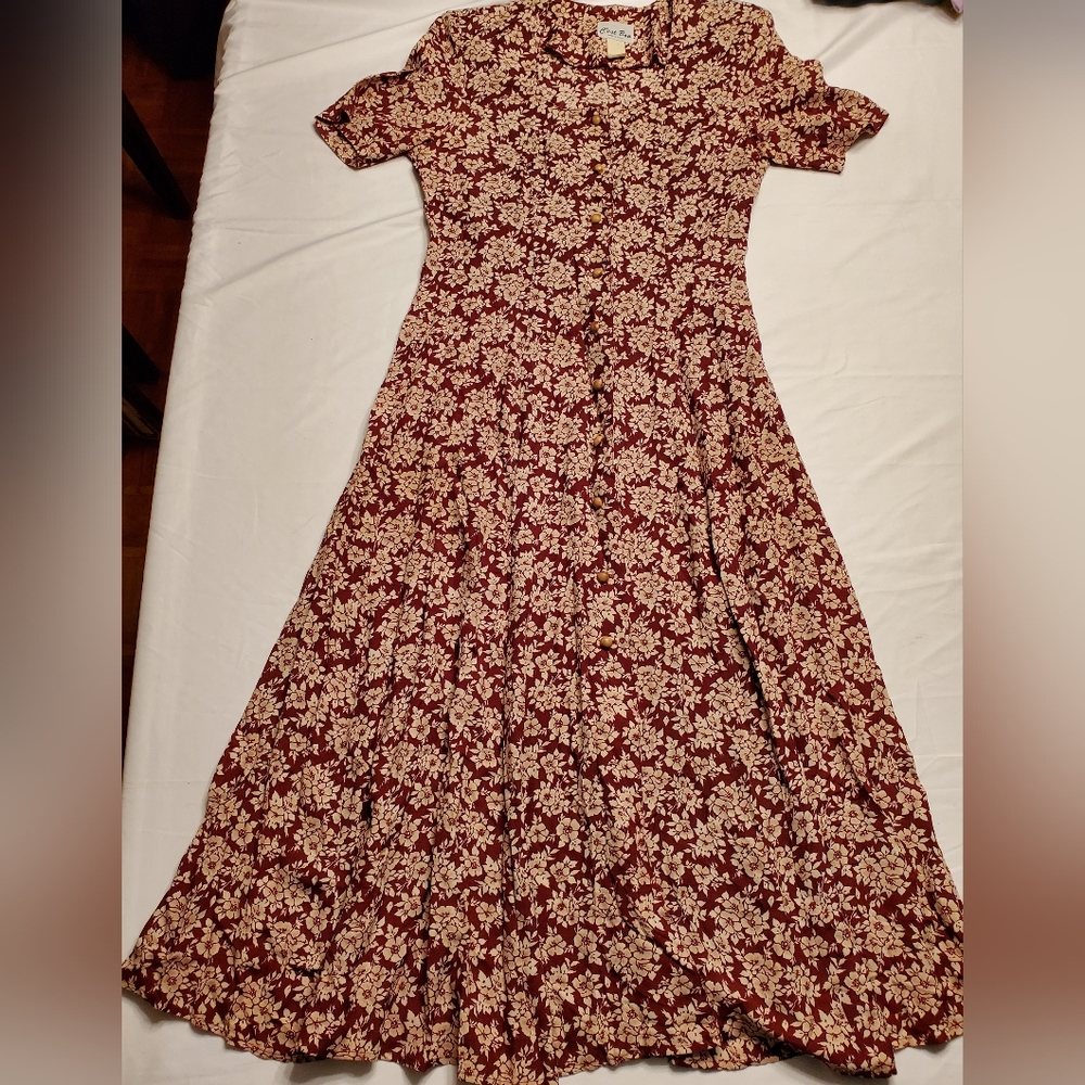 Vintage 90s Prairie Cottagecore Floral Dress